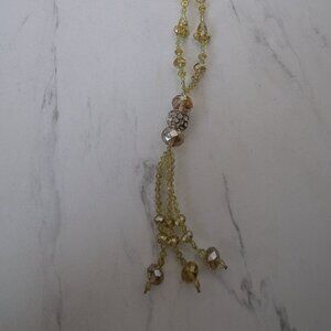 Glass Beaded Necklace with Tassel - 17"